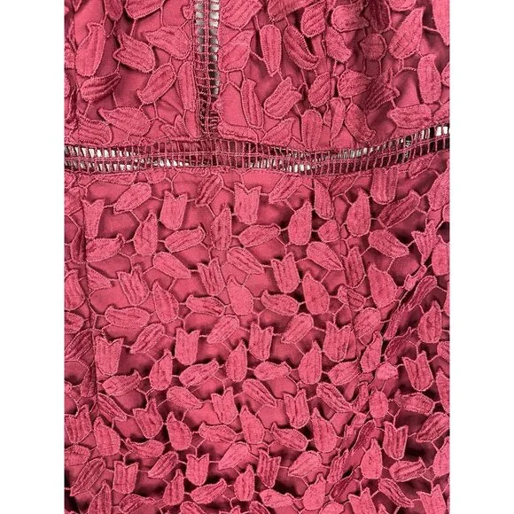 BARDOT Women's Wine Lace Halter Neck Bodycon Gemma Midi Dress US 6 - Picture 3 of 7